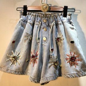 Sequin Embellished Jean Shorts NWOT